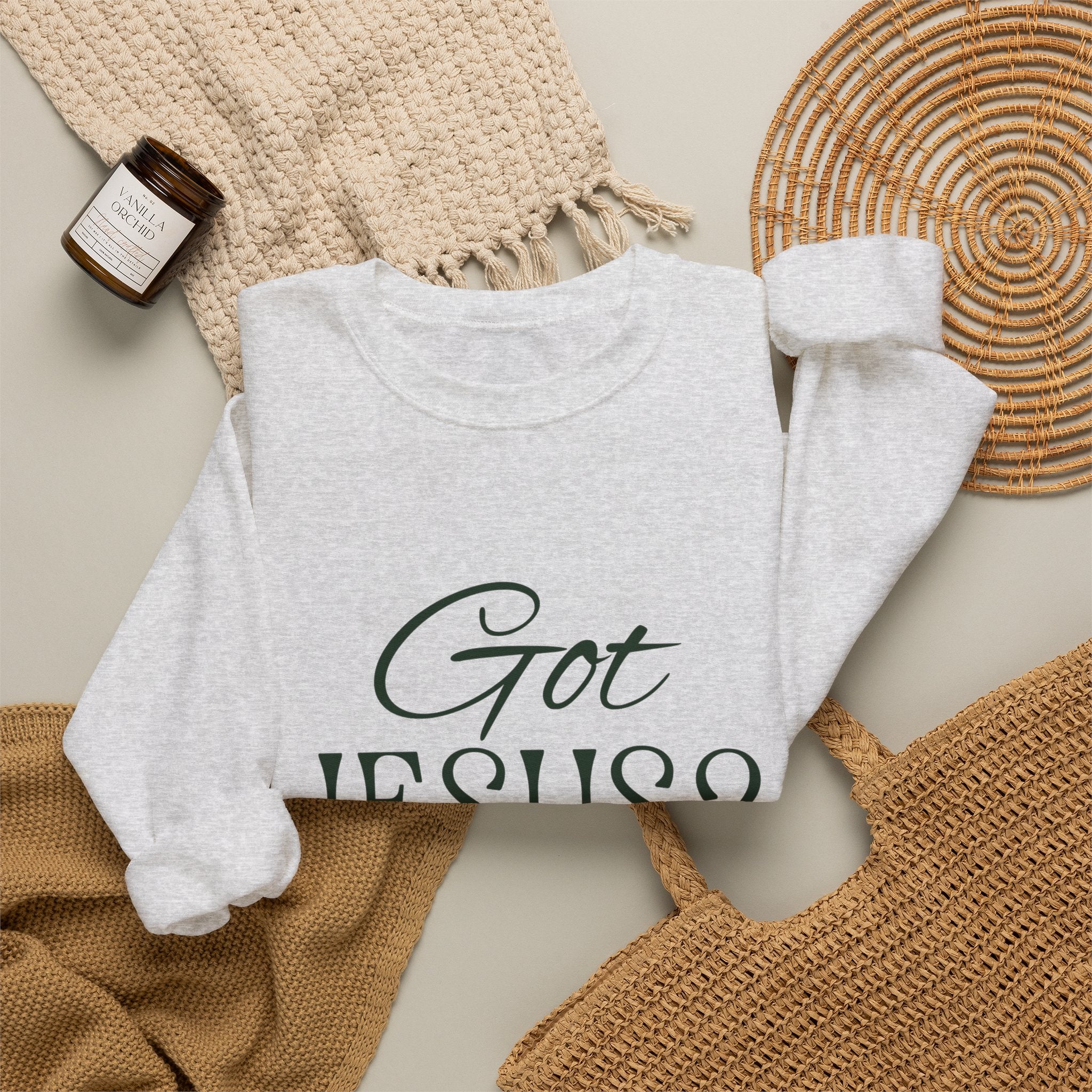 Got Jesus? Crewneck Sweatshirt — Christian Scripture Romans 1:9 Faith Pullover
