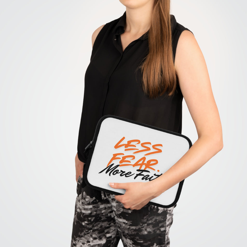 Less Fear More Faith Laptop Sleeve — Inspirational Protective Case