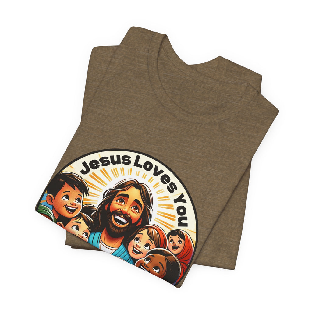 Men's Missionary Colorful 'Jesus Loves You' T-Shirt - Christian Apparel, Religious Tee, Graphic Shirt, Inspirational Clothing, Unisex Graphic Tee,
