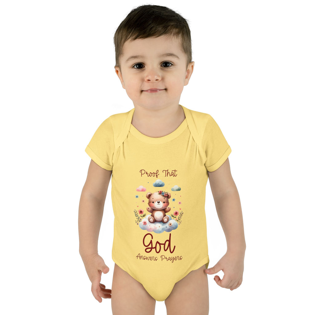 Cute God Prayer Baby Bodysuit, Adorable Onesie for Newborns, Teddy Bear Design, Gift for New Parents, Holiday Celebration Outfit, Soft Comfy