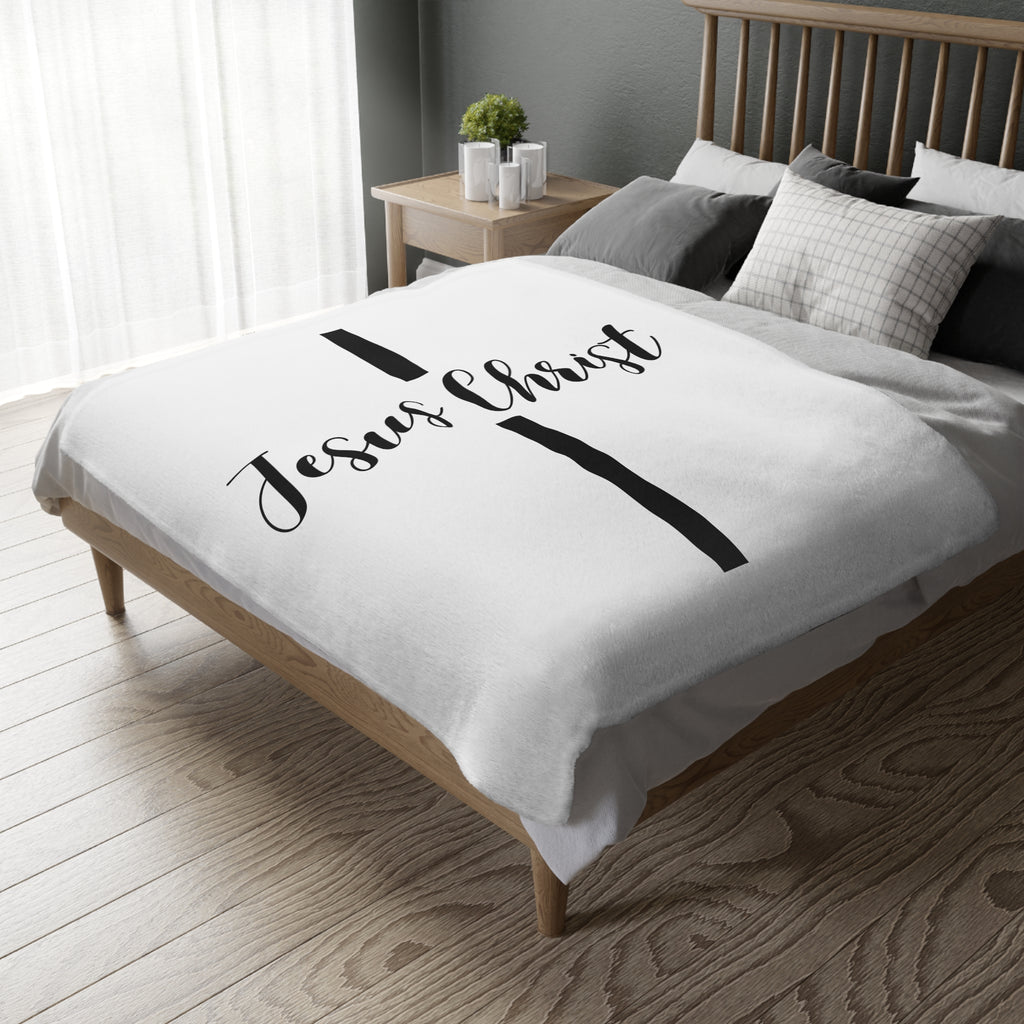 Jesus Christ Cross Velveteen Blanket
