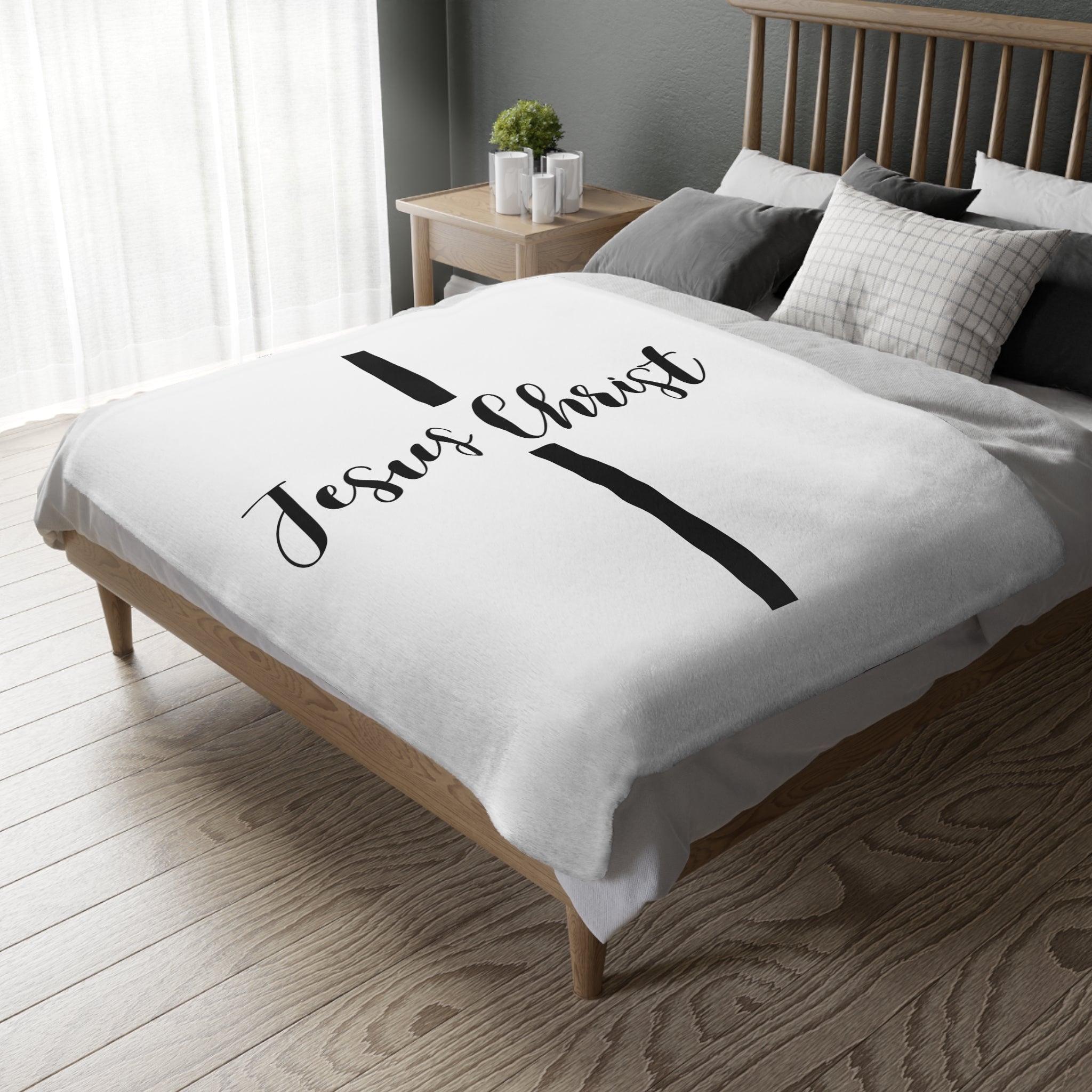 Jesus Christ Cross Velveteen Blanket