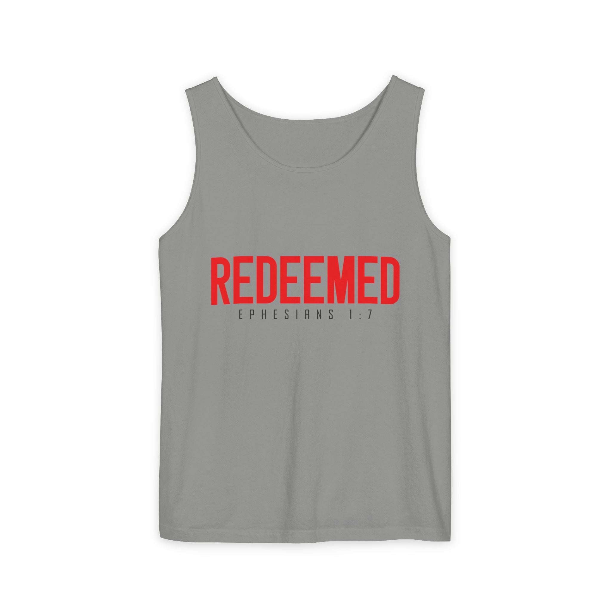 Redeemed Tank Top — Christian Ephesians 1:7 Faith Shirt
