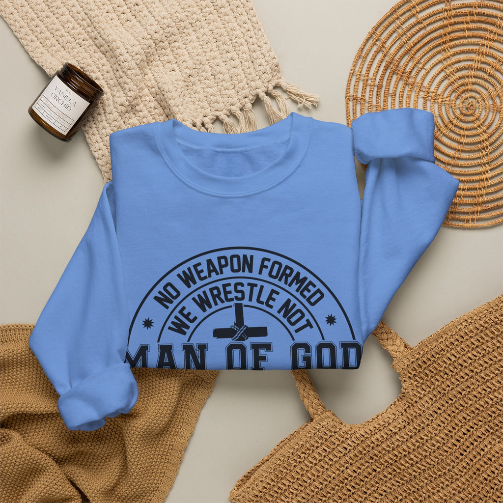 Man of God Sweatshirt — Isaiah 54:17 Faith Graphic Crewneck