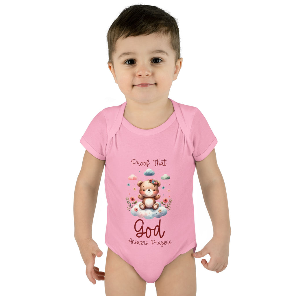 Cute God Prayer Baby Bodysuit, Adorable Onesie for Newborns, Teddy Bear Design, Gift for New Parents, Holiday Celebration Outfit, Soft Comfy