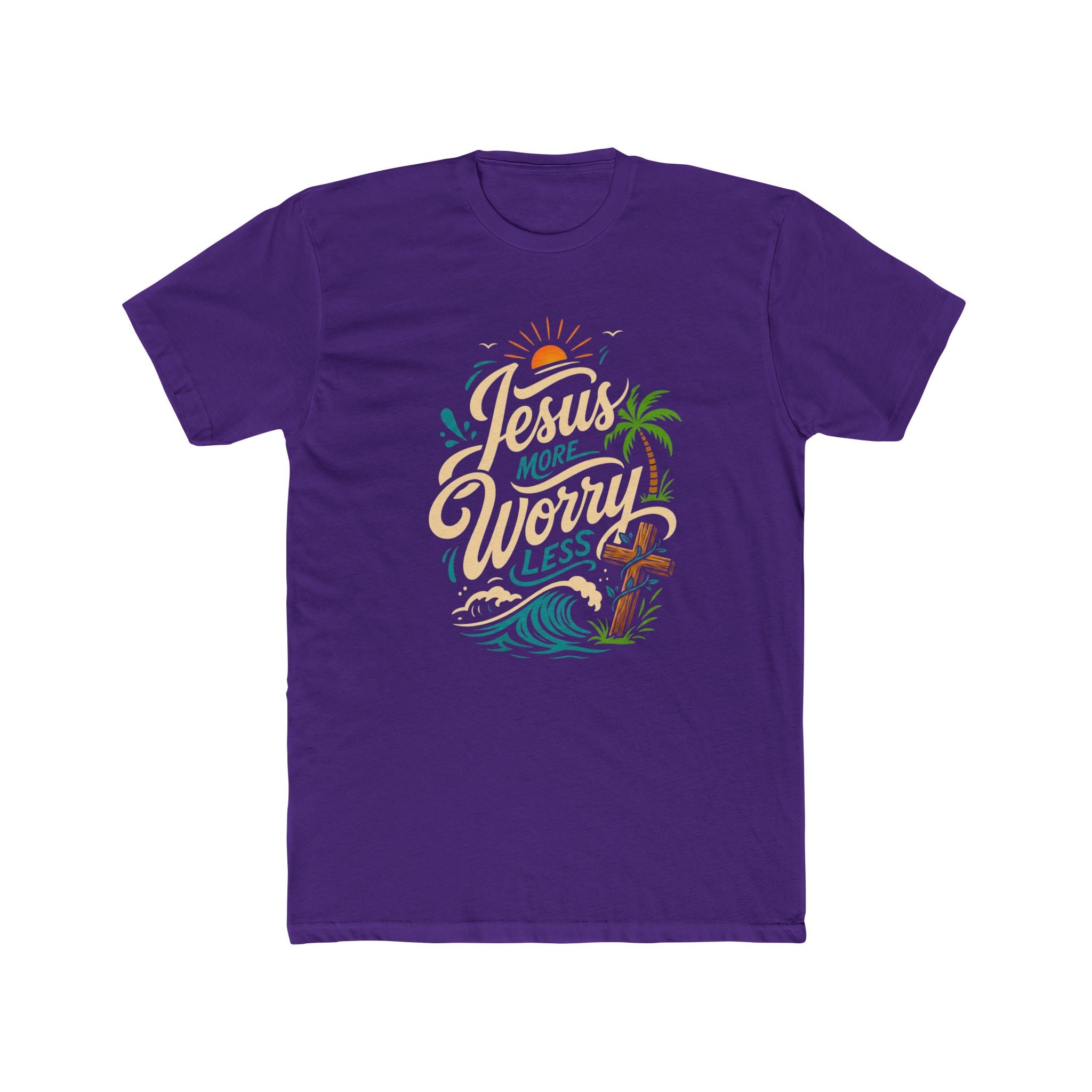 Jesus More Worry Less T-Shirt — Faith-Inspired Beach Vibes Tee
