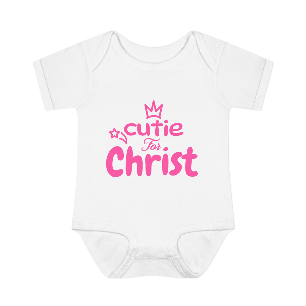 Girl's 'Cutie for Christ' Infant Bodysuit, Baby Faith Clothes for Casual Events, Joyful Toddler Outfit, Christian Gift, Combed Cotton, Lap