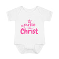 Girl's 'Cutie for Christ' Infant Bodysuit, Baby Faith Clothes for Casual Events, Joyful Toddler Outfit, Christian Gift, Combed Cotton, Lap