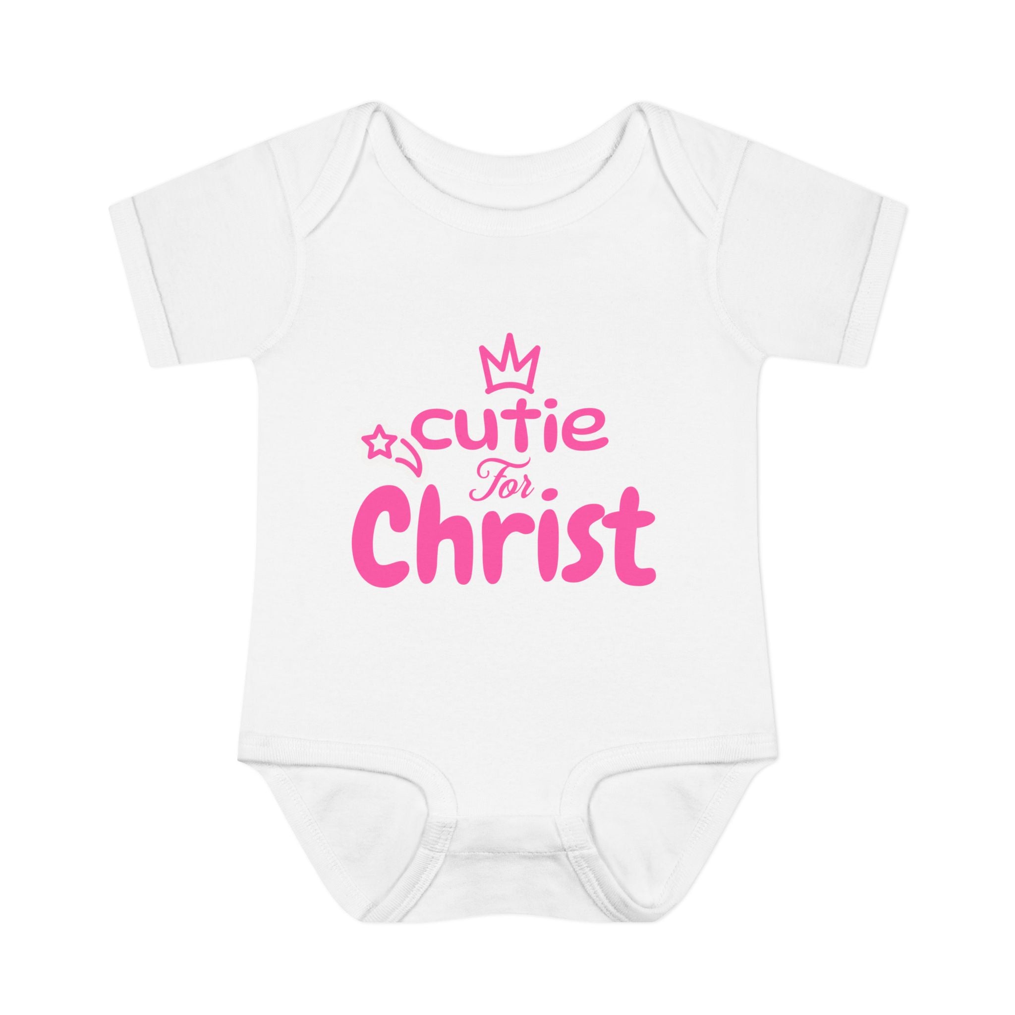 Girl's 'Cutie for Christ' Infant Bodysuit, Baby Faith Clothes for Casual Events, Joyful Toddler Outfit, Christian Gift, Combed Cotton, Lap