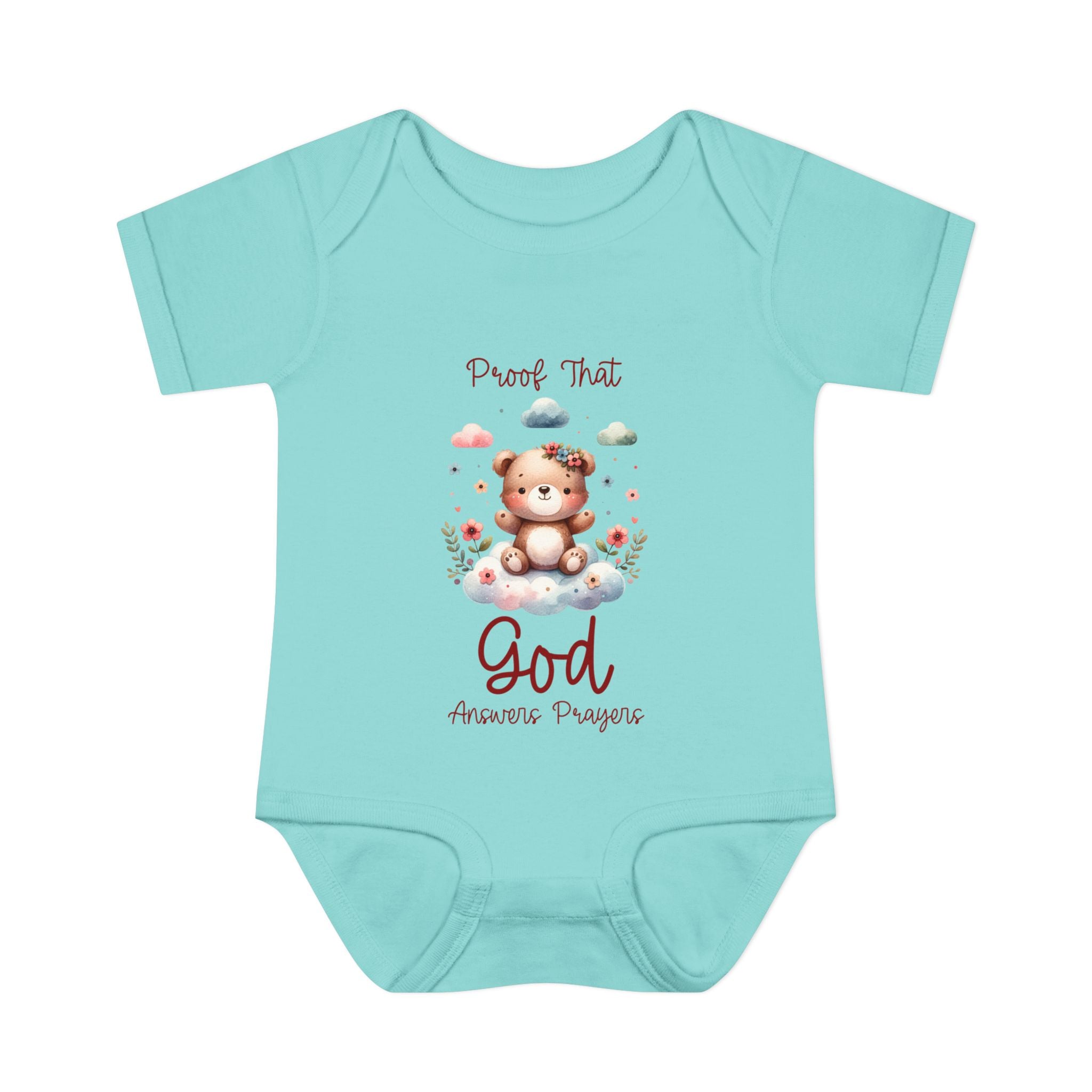 Cute God Prayer Baby Bodysuit, Adorable Onesie for Newborns, Teddy Bear Design, Gift for New Parents, Holiday Celebration Outfit, Soft Comfy