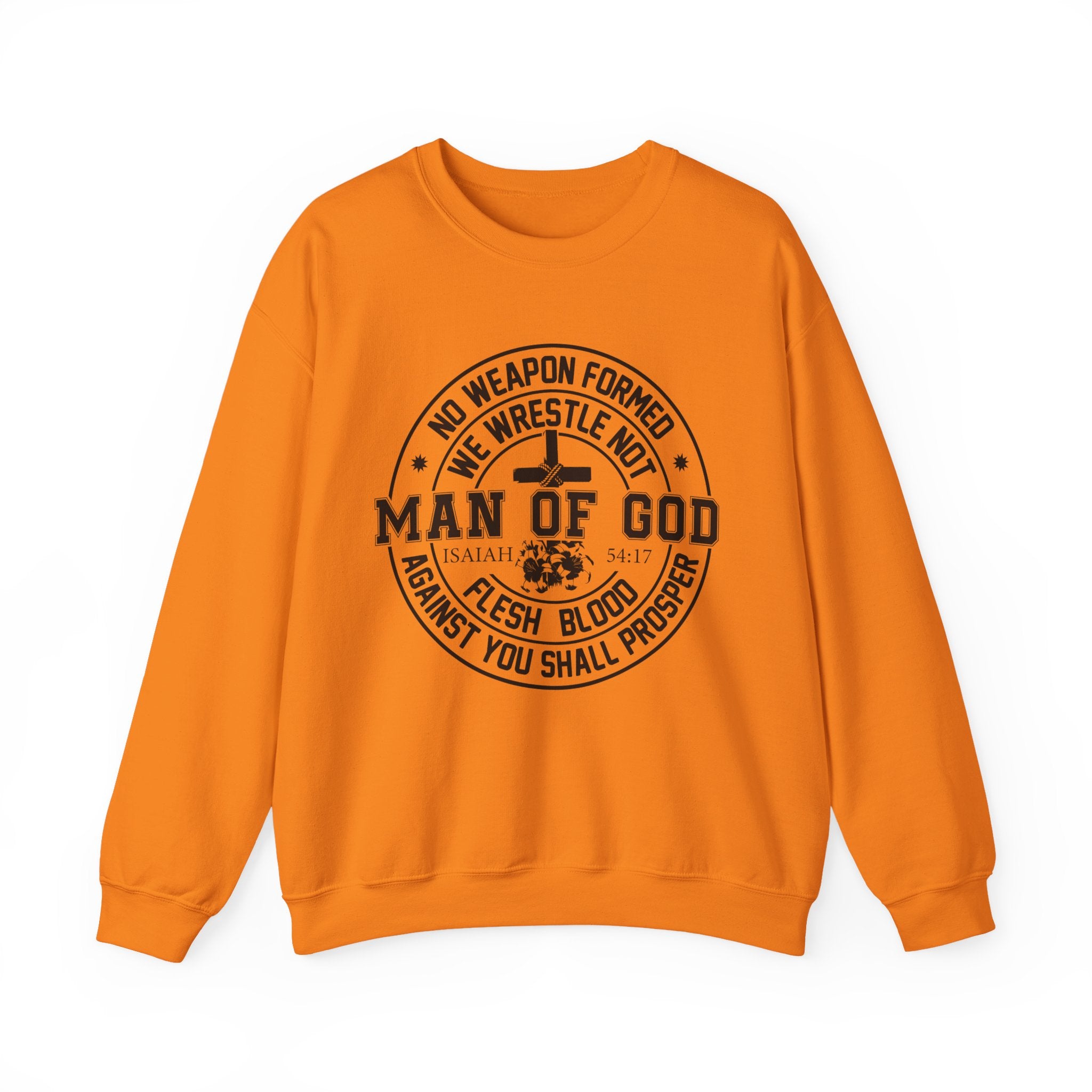 Man of God Sweatshirt — Isaiah 54:17 Faith Graphic Crewneck