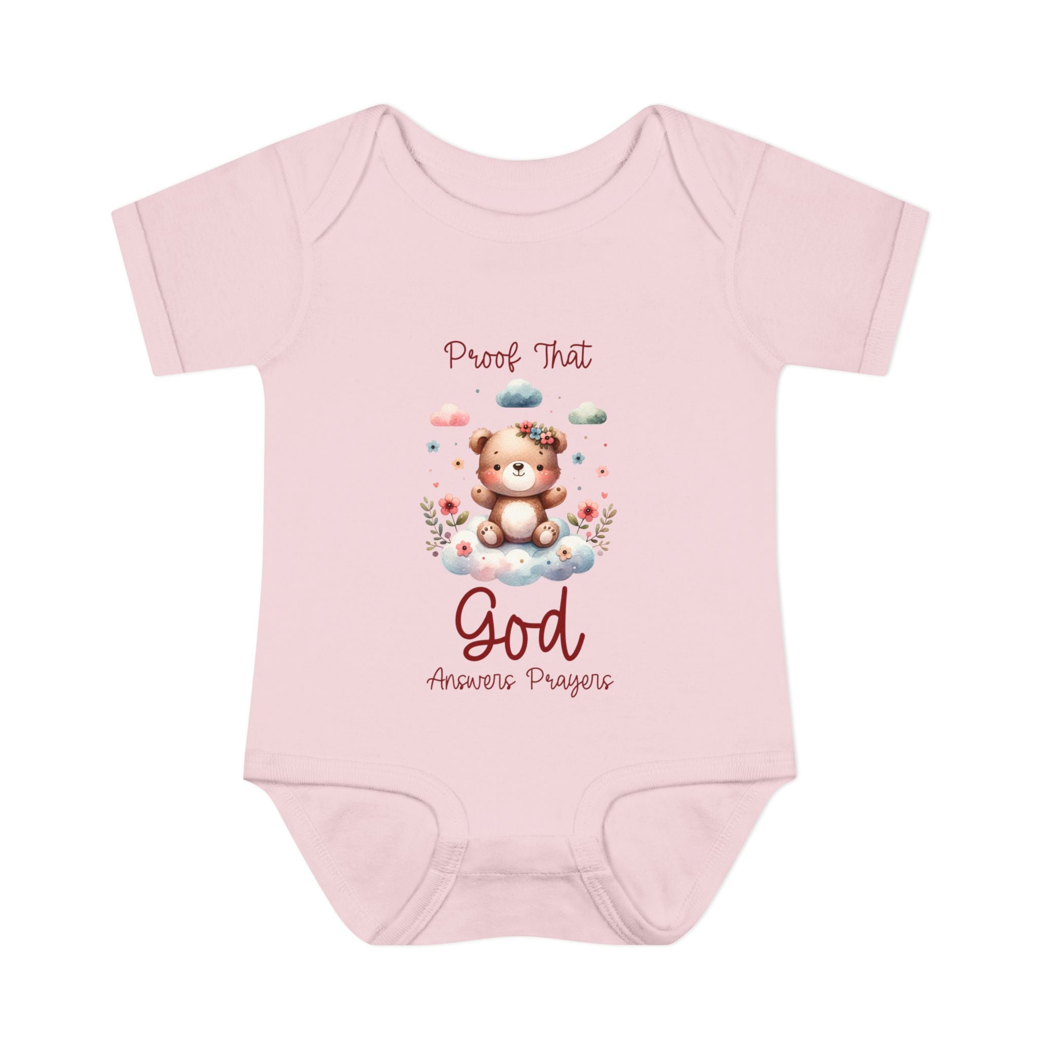 Cute God Prayer Baby Bodysuit, Adorable Onesie for Newborns, Teddy Bear Design, Gift for New Parents, Holiday Celebration Outfit, Soft Comfy