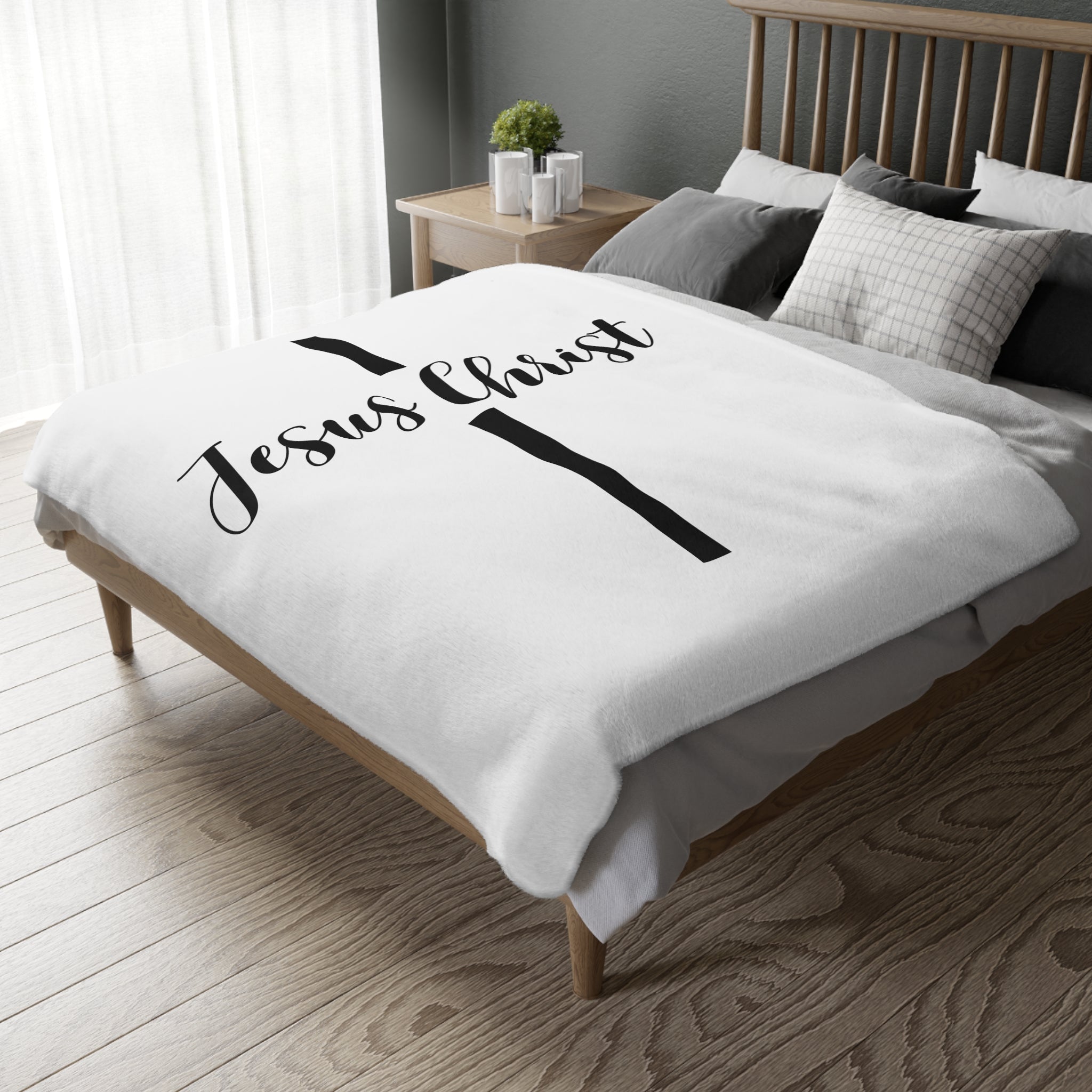 Jesus Christ Cross Velveteen Blanket