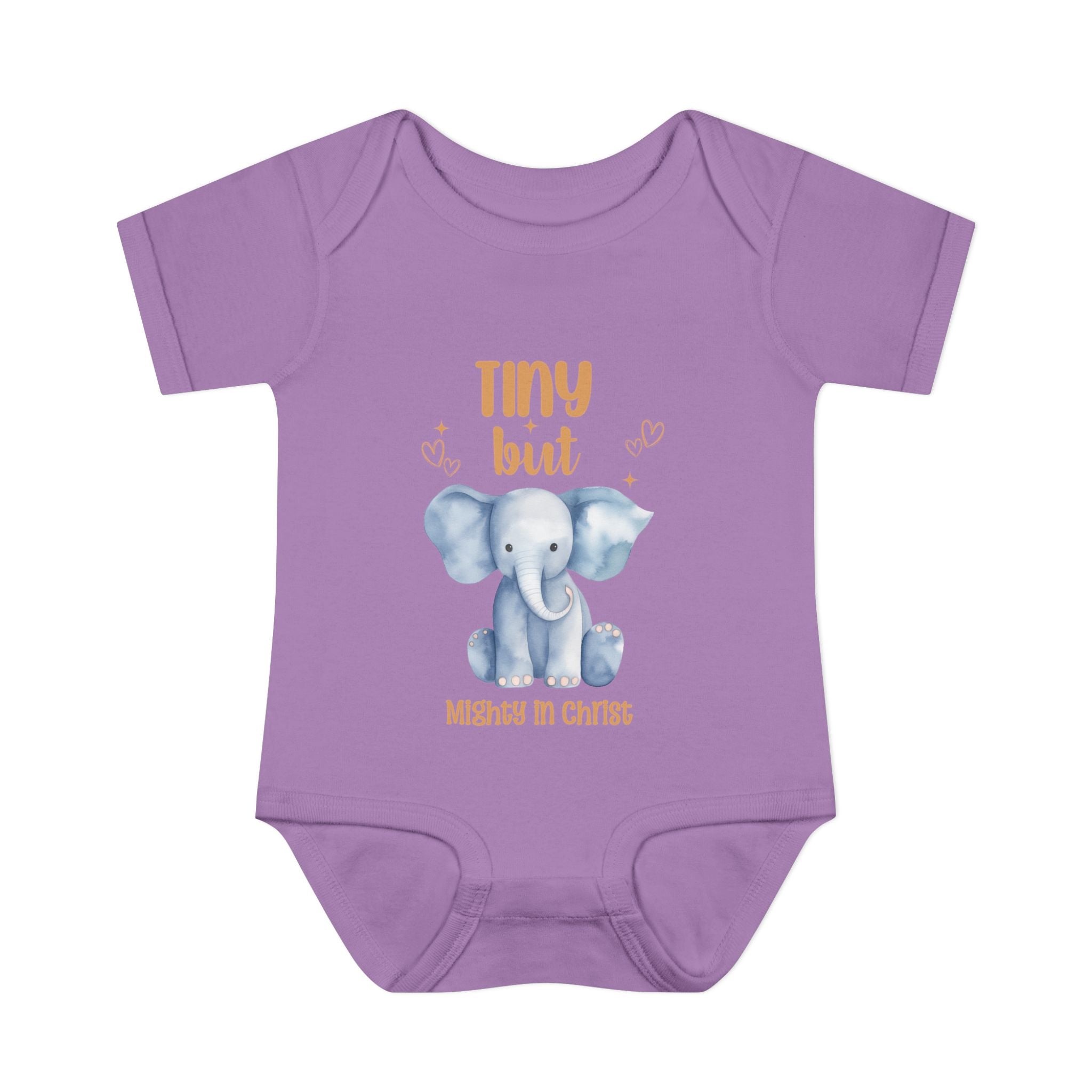 Infant Bodysuit, Tiny But Mighty in Christ Elephant Baby Onesie, Baby Shower Gift, First Birthday Outfit, Grandparents Gift, Combed Cotton