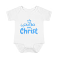 Boy's Infant and Toddler Bodysuit Cutie for Christ, Unisex Baby Rib Romper, religious celebration onesie, milestone outfit, baby shower gift