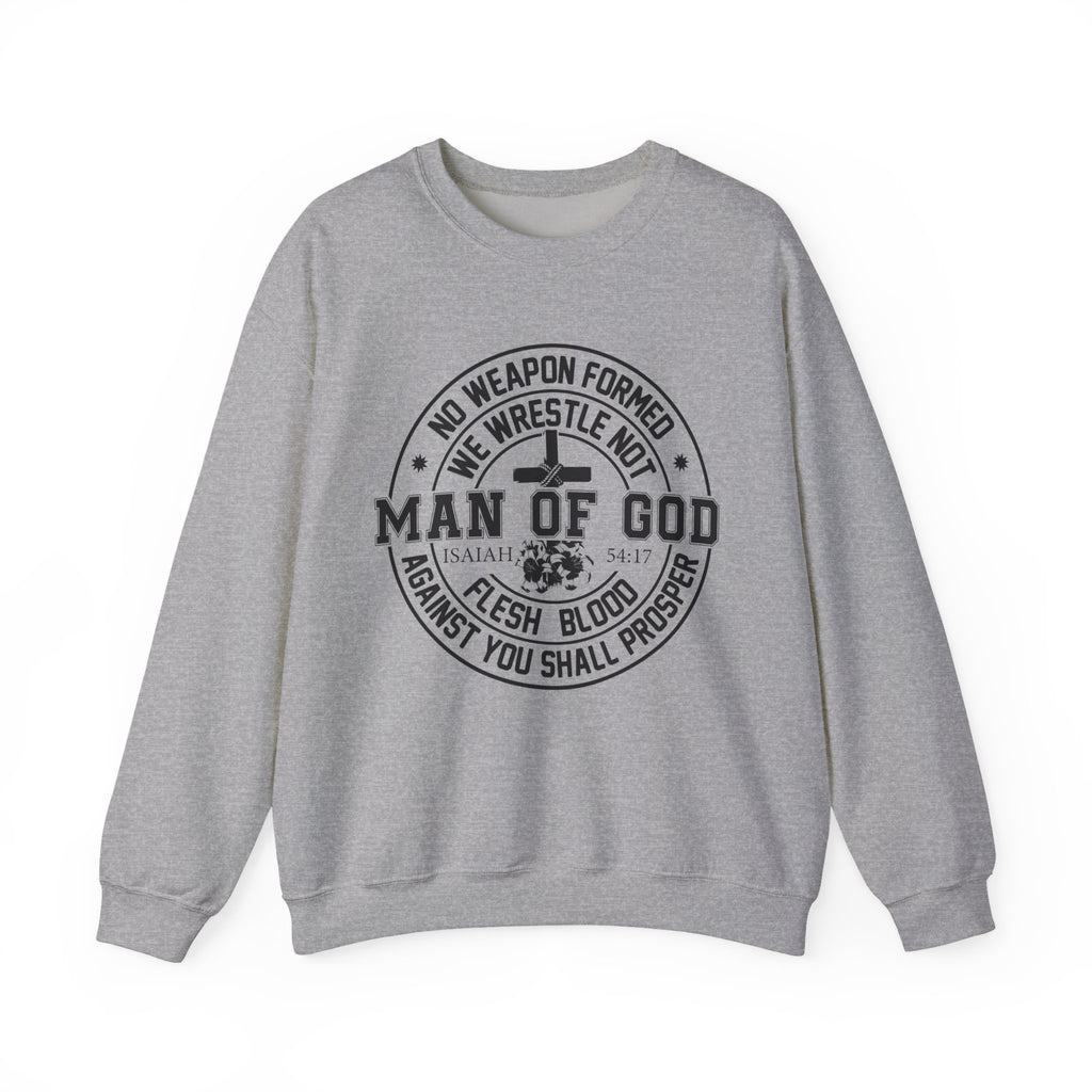 Man of God Sweatshirt — Isaiah 54:17 Faith Graphic Crewneck