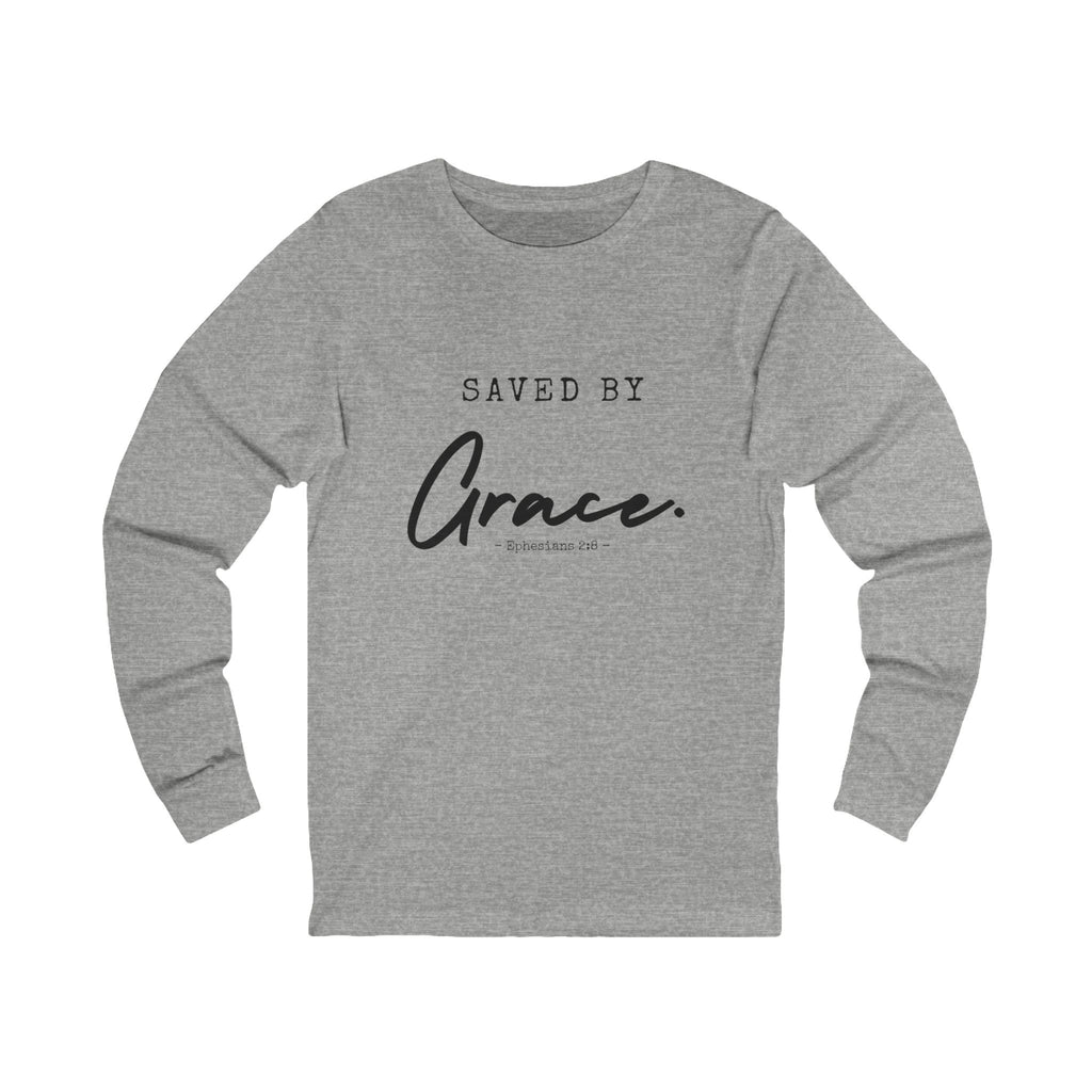 Long Sleeve Tee - "Saved by Grace" Faith-Based Christian Shirt