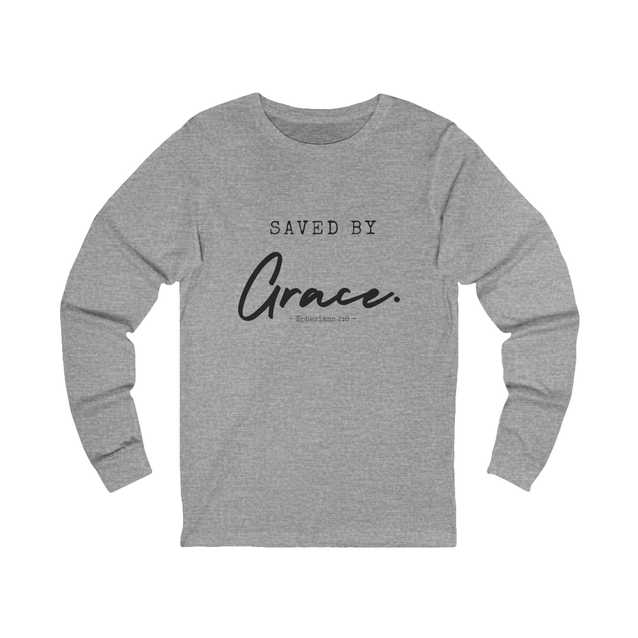 Long Sleeve Tee - "Saved by Grace" Faith-Based Christian Shirt