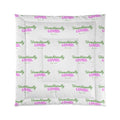 Comforter - "Unconditionally Loved" Repeating Script Pattern, Cozy Floral Pink & Green Bedding Gift