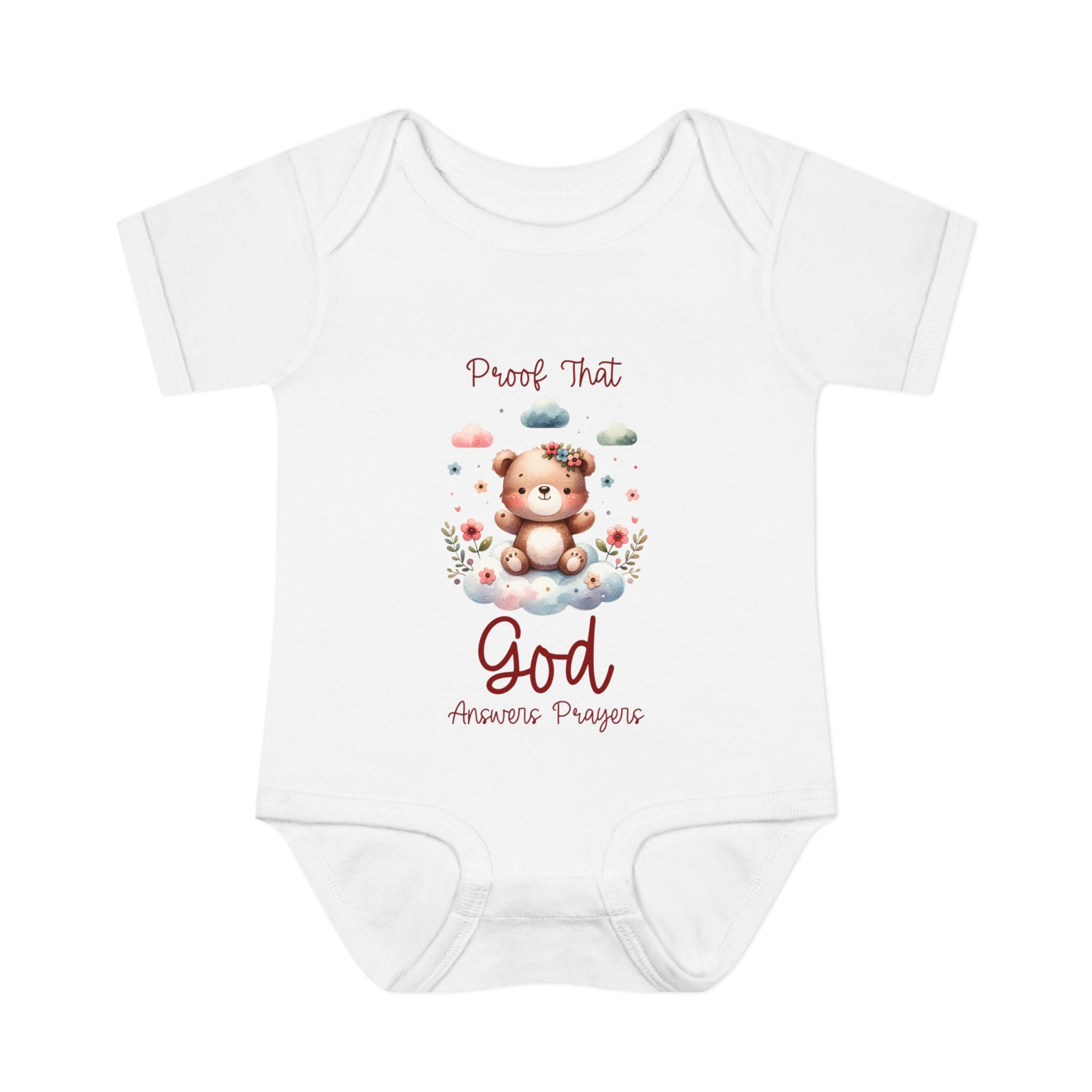 Cute God Prayer Baby Bodysuit, Adorable Onesie for Newborns, Teddy Bear Design, Gift for New Parents, Holiday Celebration Outfit, Soft Comfy