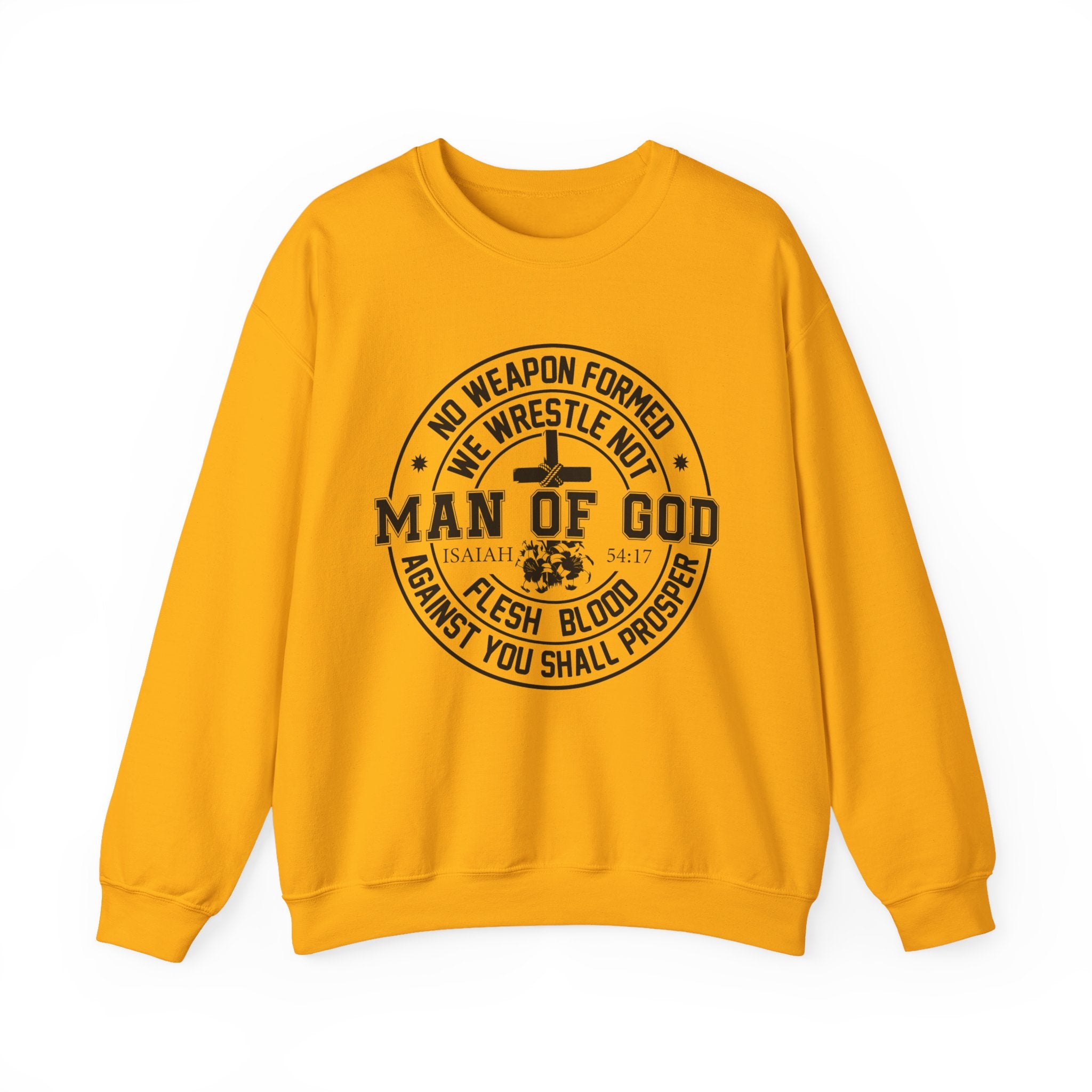 Man of God Sweatshirt — Isaiah 54:17 Faith Graphic Crewneck