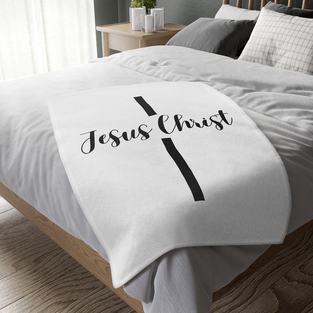 Jesus Christ Cross Velveteen Blanket