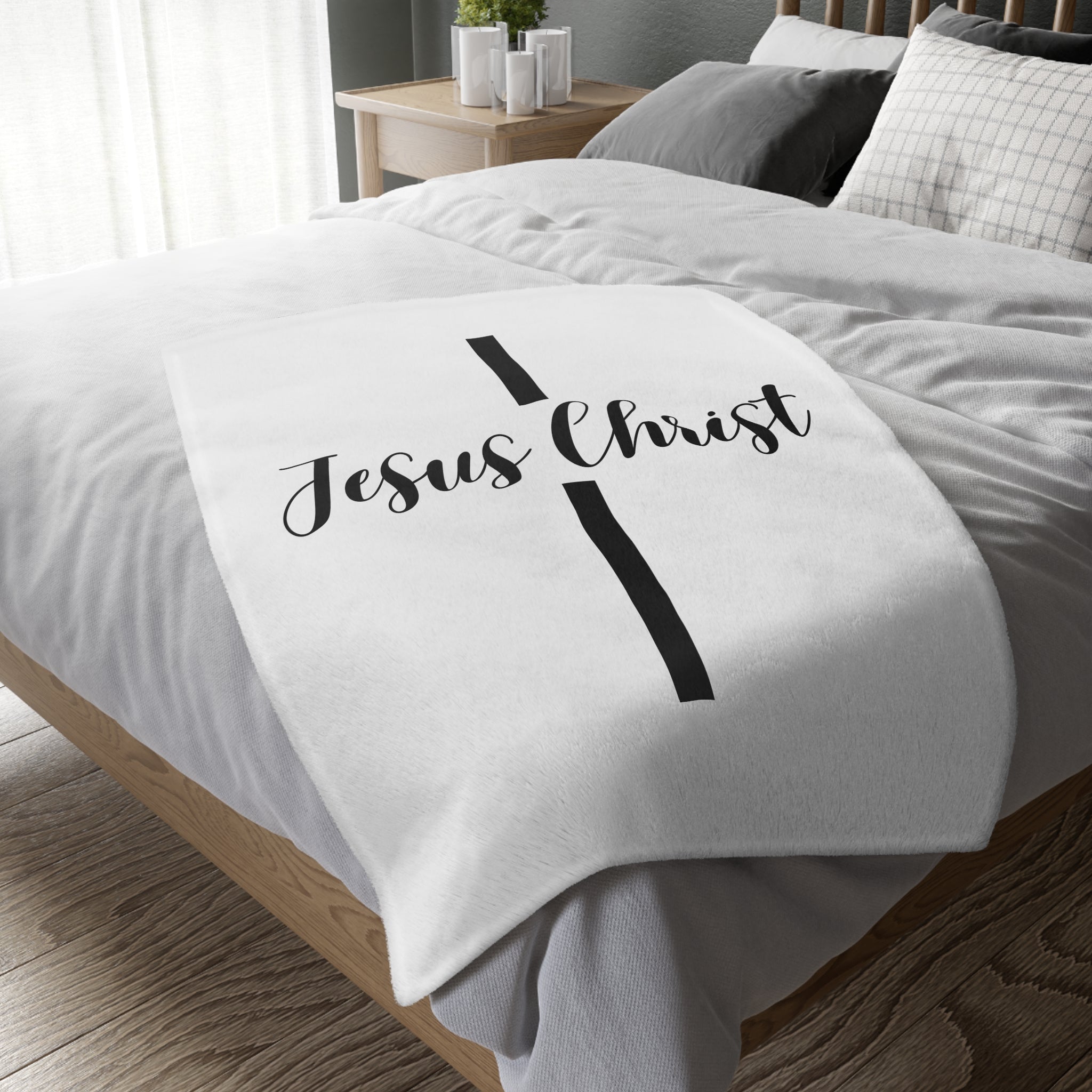 Jesus Christ Cross Velveteen Blanket