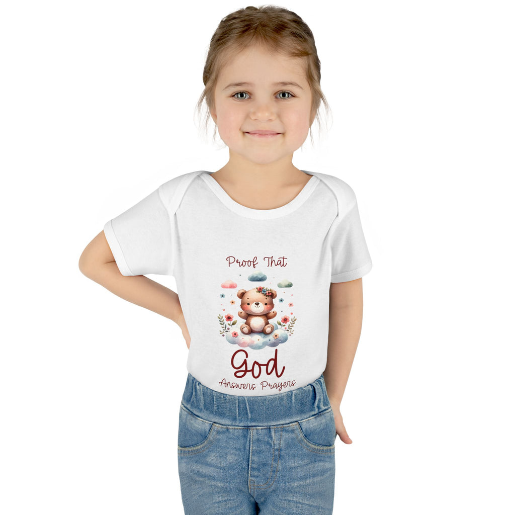 Cute God Prayer Baby Bodysuit, Adorable Onesie for Newborns, Teddy Bear Design, Gift for New Parents, Holiday Celebration Outfit, Soft Comfy