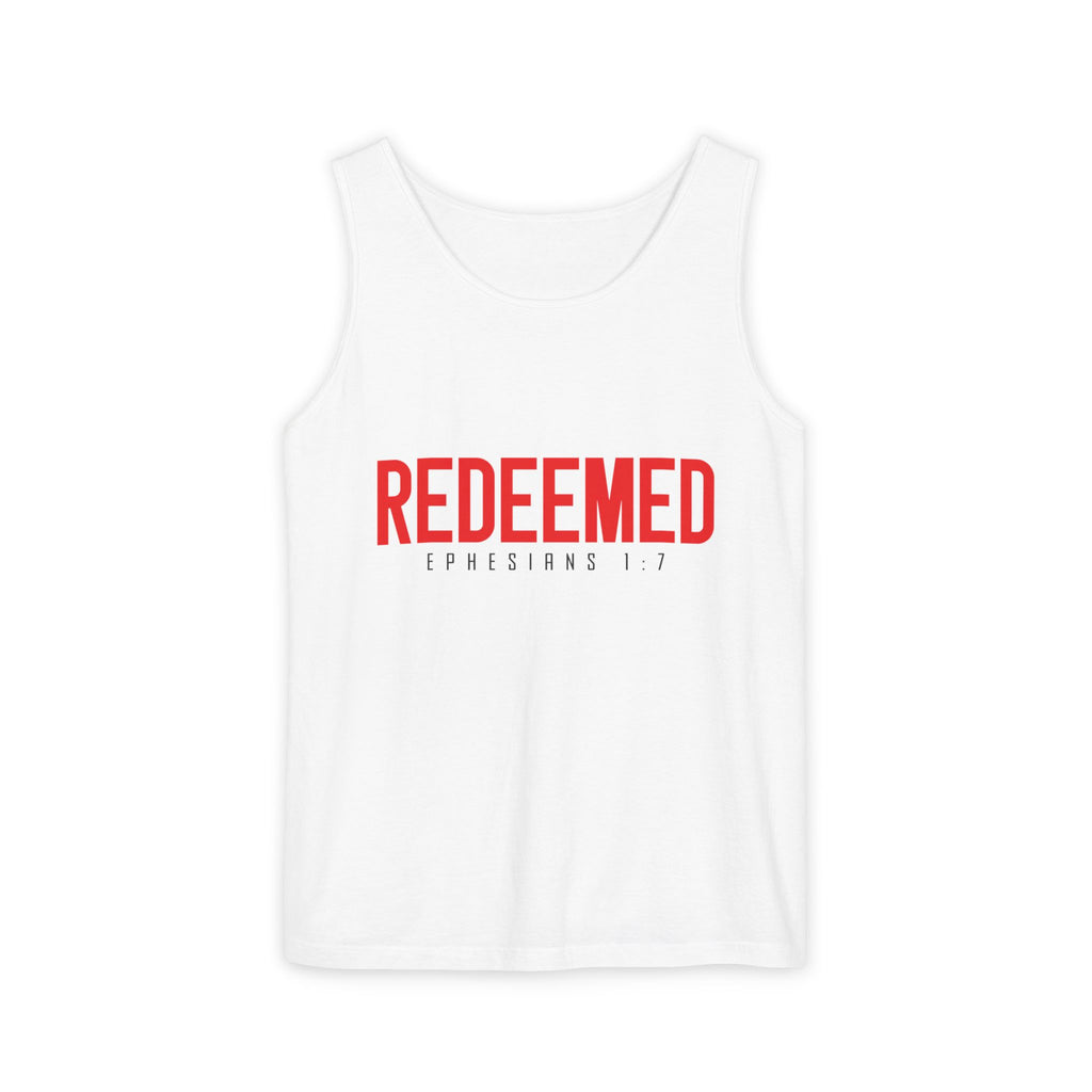 Redeemed Tank Top — Christian Ephesians 1:7 Faith Shirt