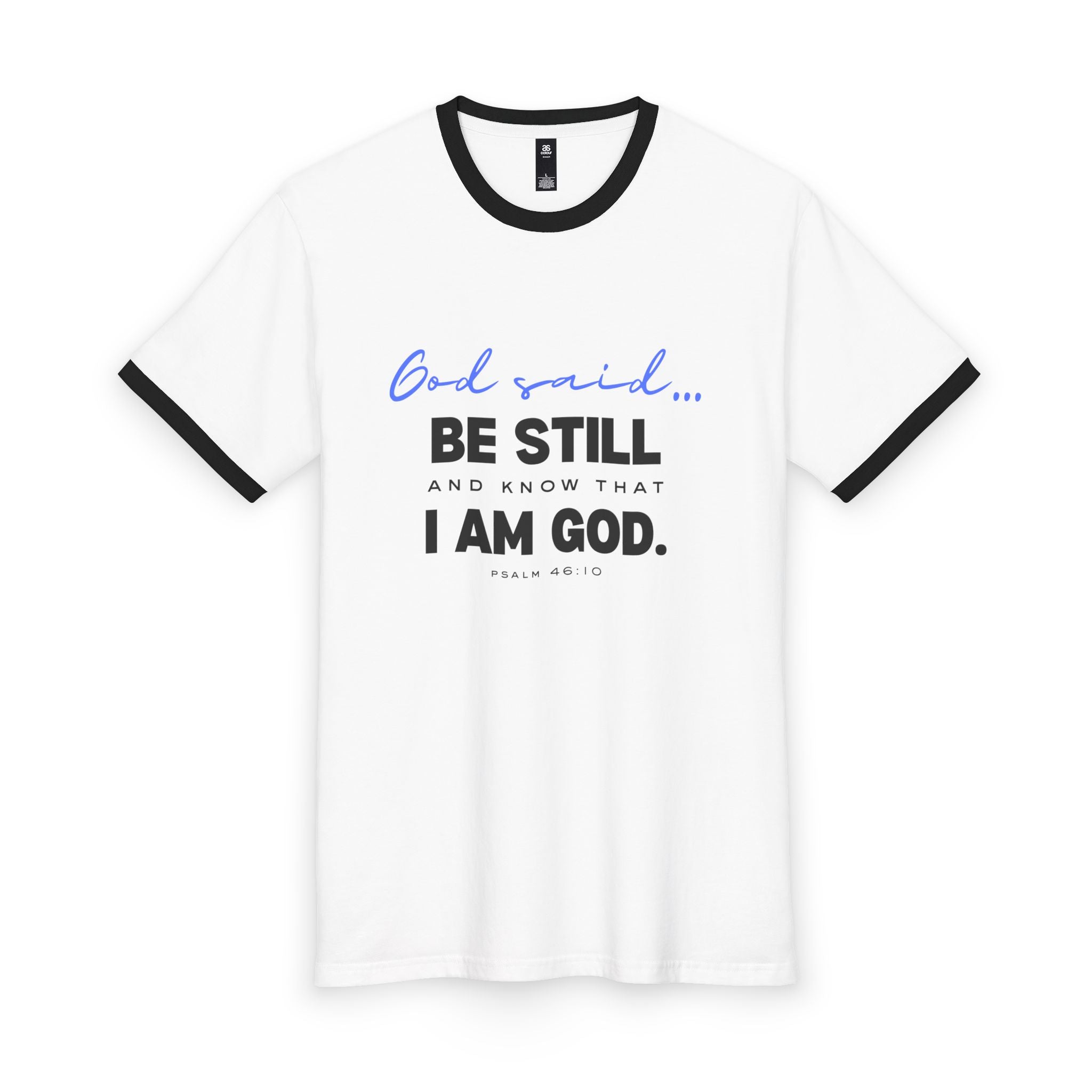 Be Still and Know Ringer Tee for Men | Faith-Based Apparel for Men | Bible Verse Ringer Tee | Inspirational Religious Gift