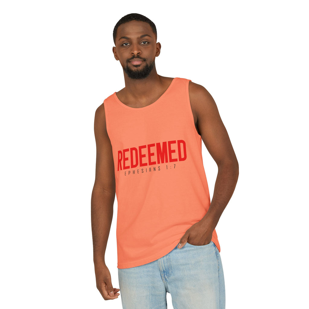 Redeemed Tank Top — Christian Ephesians 1:7 Faith Shirt