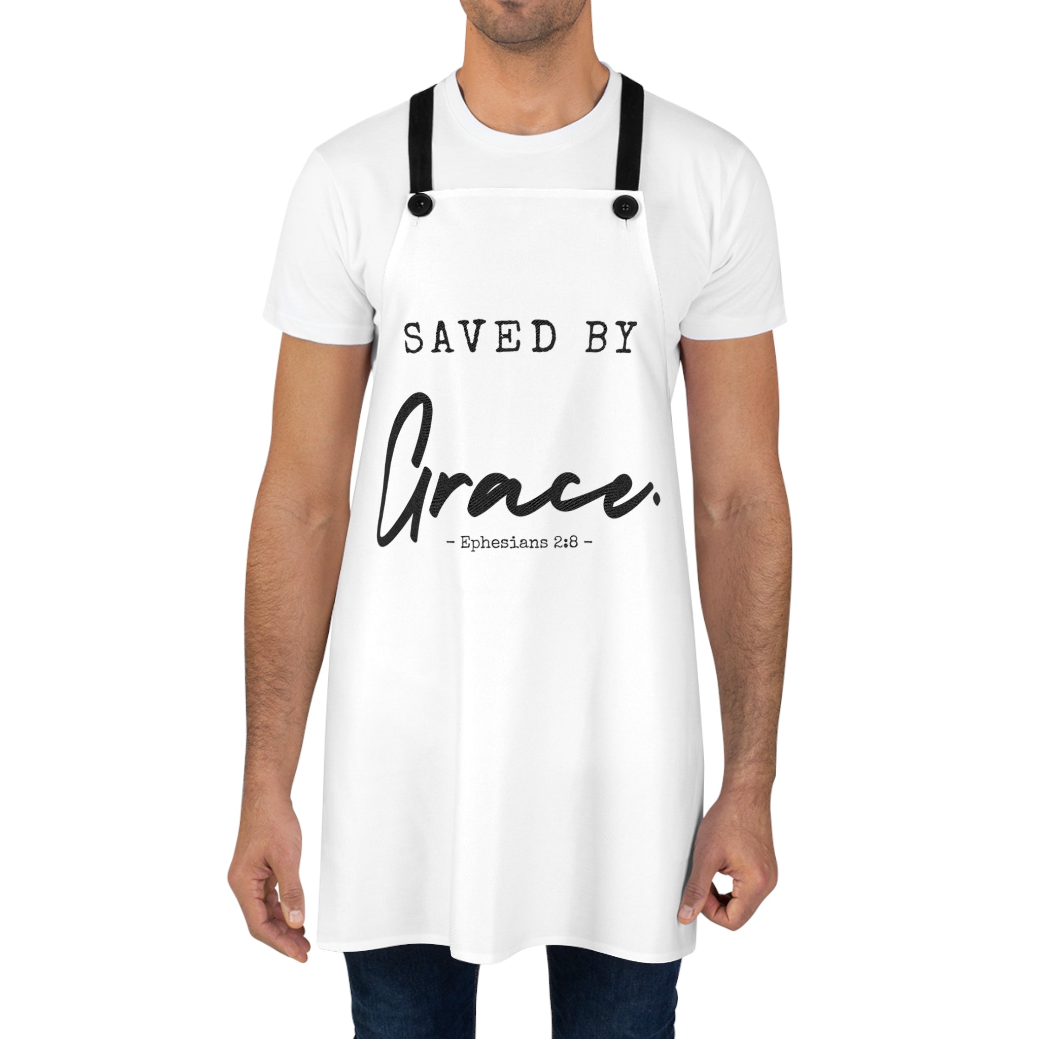 Saved by Grace Apron — Christian Kitchen Apron (Ephesians 2:8)