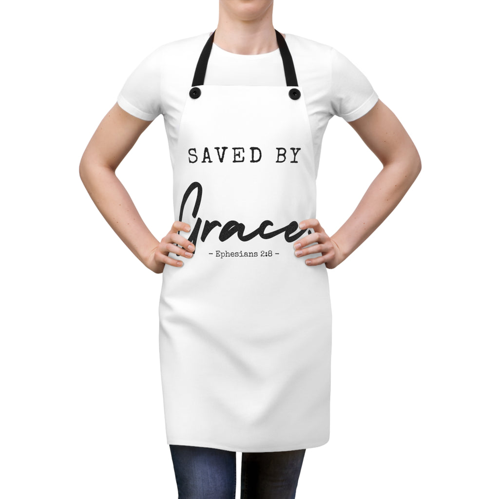 Saved by Grace Apron — Christian Kitchen Apron (Ephesians 2:8)