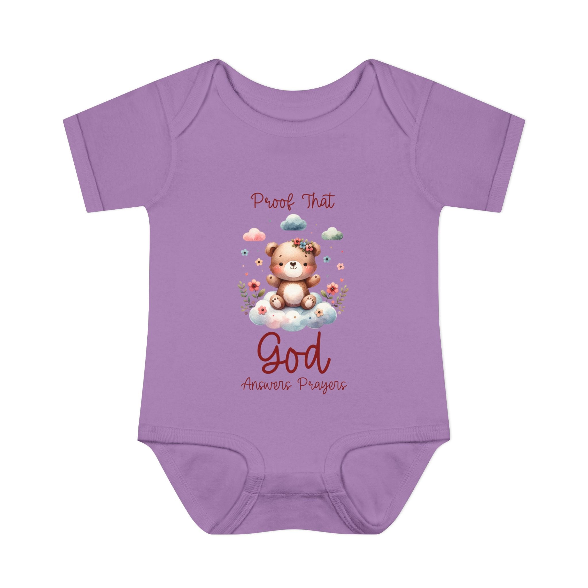 Cute God Prayer Baby Bodysuit, Adorable Onesie for Newborns, Teddy Bear Design, Gift for New Parents, Holiday Celebration Outfit, Soft Comfy