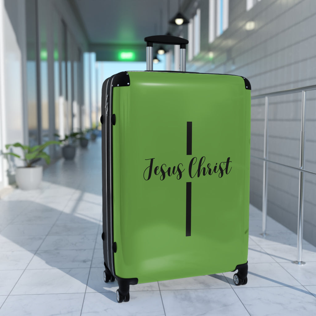 Faith-Inspired Suitcase, Durable Travel Gear, Jesus Christ Cross Design, Stylish & Secure Luggage, Religious Travel Bag, Christian Travel