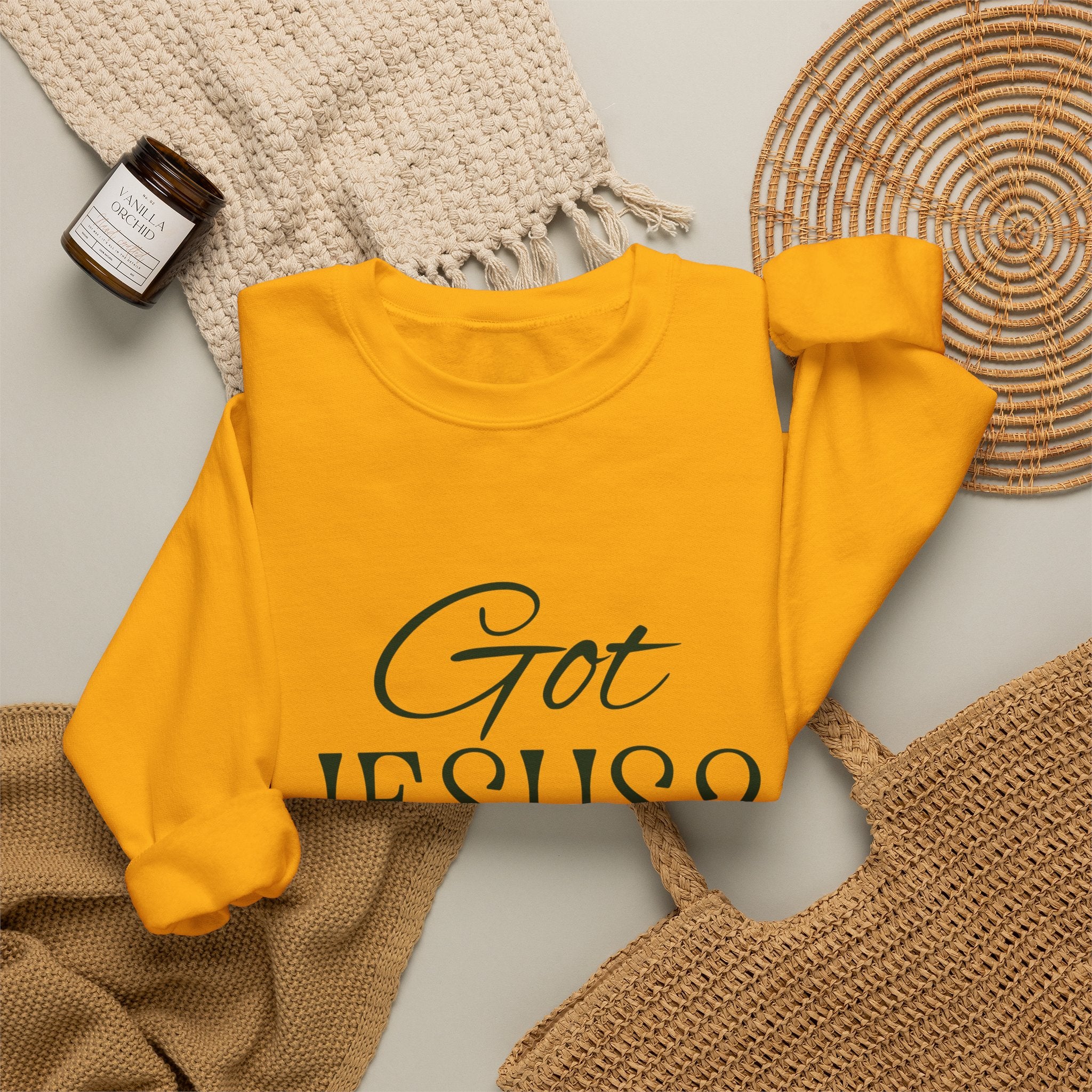 Got Jesus? Crewneck Sweatshirt — Christian Scripture Romans 1:9 Faith Pullover