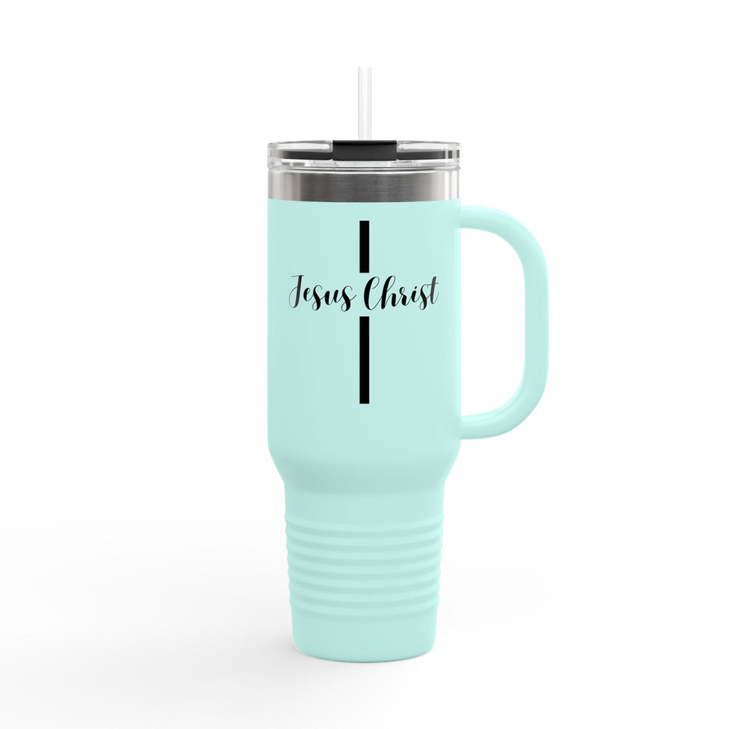 Jesus Christ Cross Minimalist Insulated Travel Mug, 40oz - Stainless Steel, Double-Wall, 8 Color Options, BPA Free, Christian Gift
