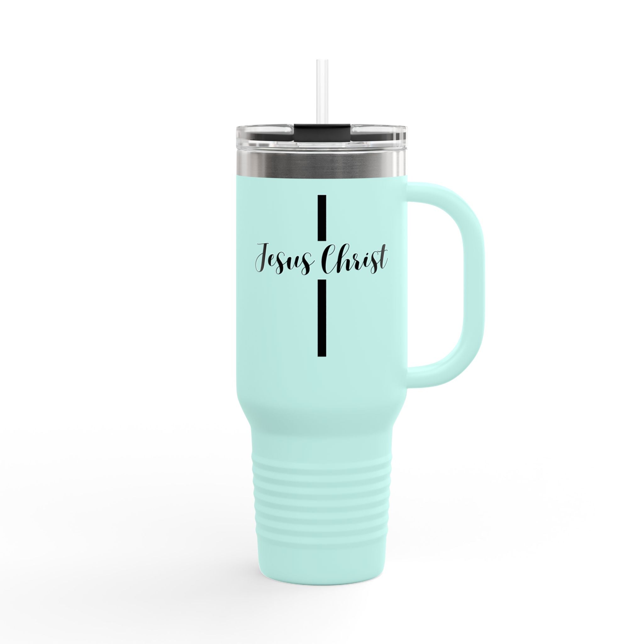 Jesus Christ Cross Minimalist Insulated Travel Mug, 40oz - Stainless Steel, Double-Wall, 8 Color Options, BPA Free, Christian Gift
