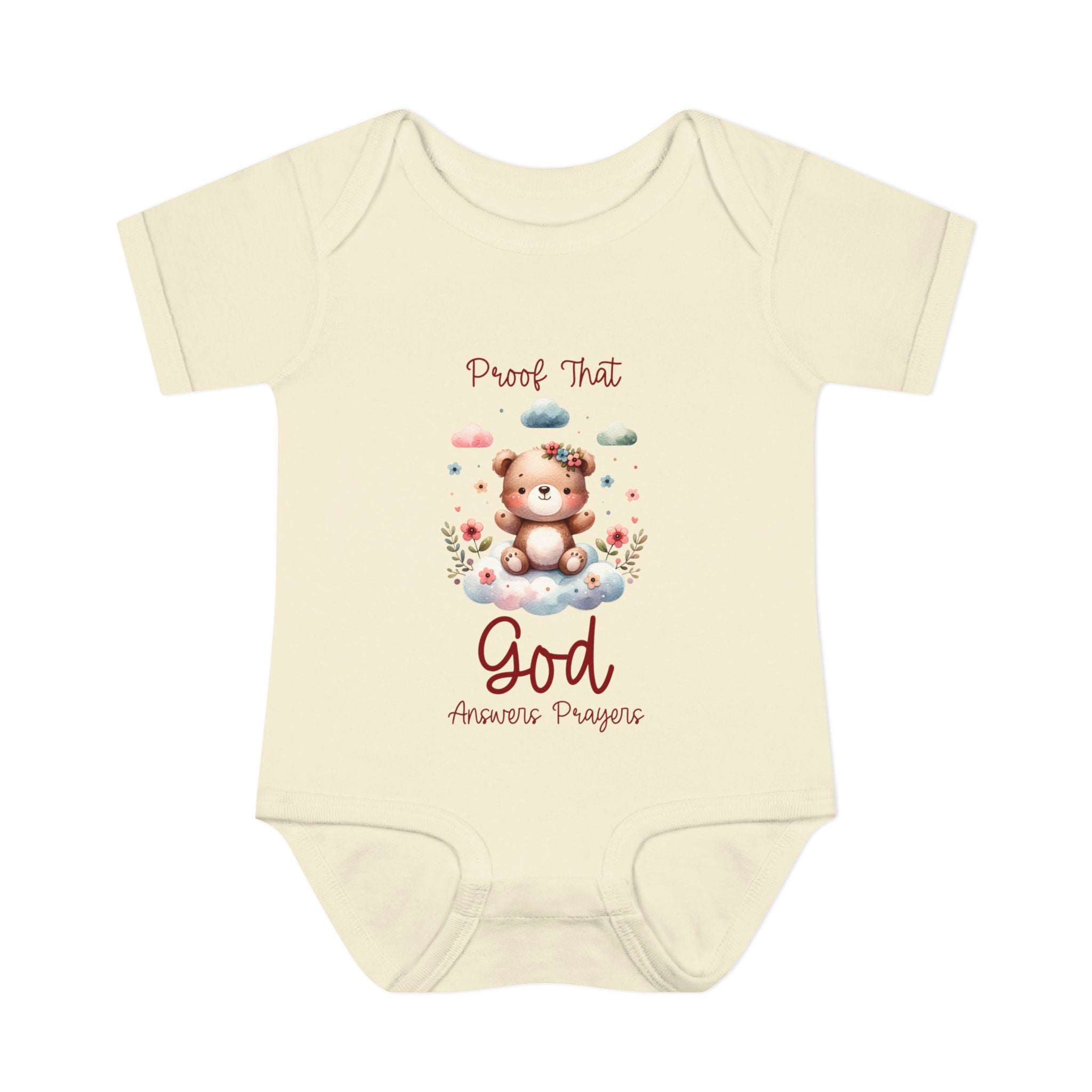 Cute God Prayer Baby Bodysuit, Adorable Onesie for Newborns, Teddy Bear Design, Gift for New Parents, Holiday Celebration Outfit, Soft Comfy