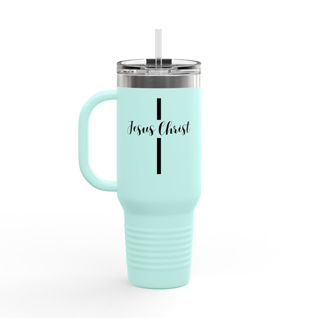 Jesus Christ Cross Minimalist Insulated Travel Mug, 40oz - Stainless Steel, Double-Wall, 8 Color Options, BPA Free, Christian Gift