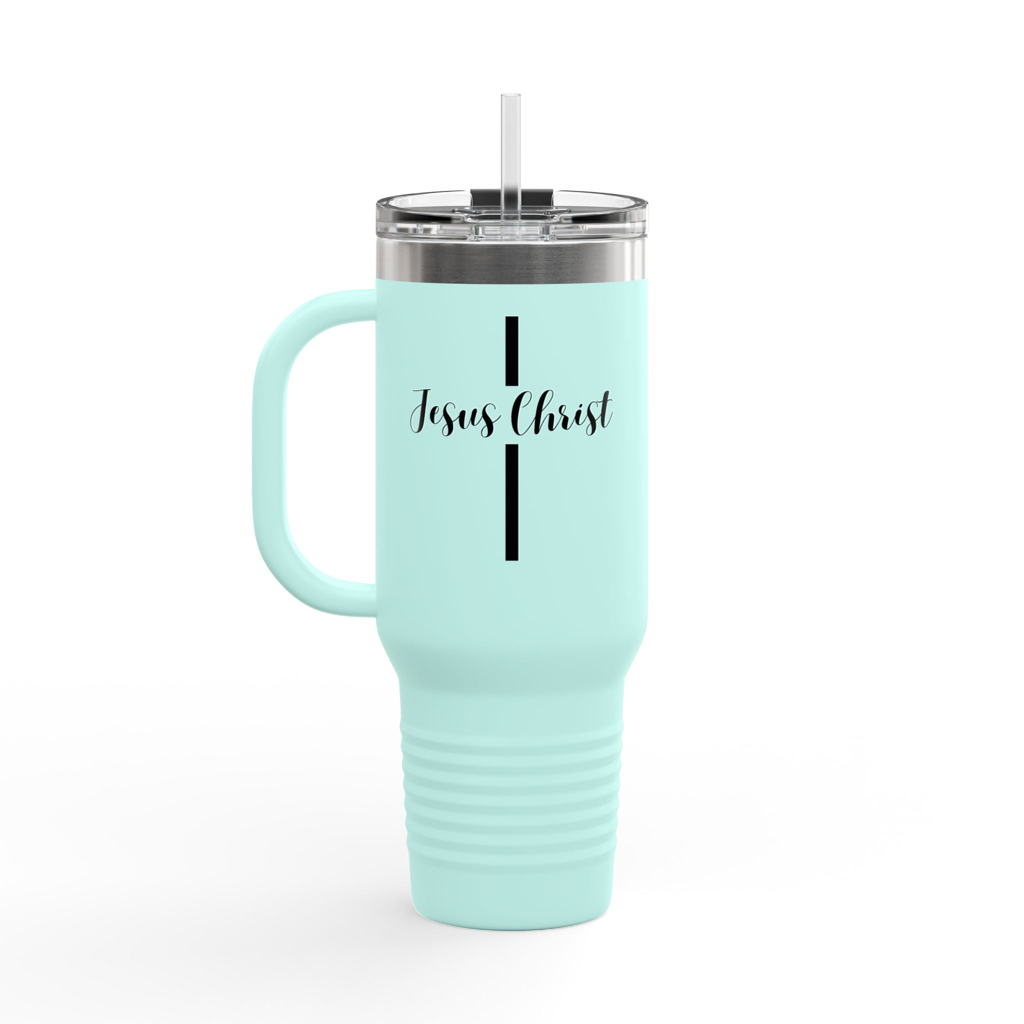 Jesus Christ Cross Minimalist Insulated Travel Mug, 40oz - Stainless Steel, Double-Wall, 8 Color Options, BPA Free, Christian Gift