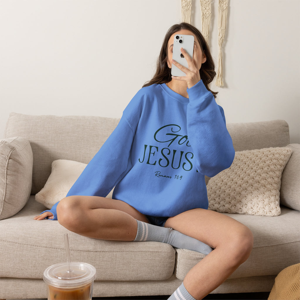 Got Jesus? Crewneck Sweatshirt — Christian Scripture Romans 1:9 Faith Pullover