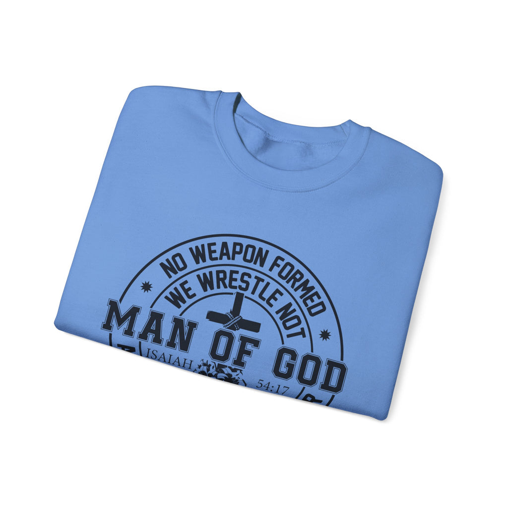Man of God Sweatshirt — Isaiah 54:17 Faith Graphic Crewneck