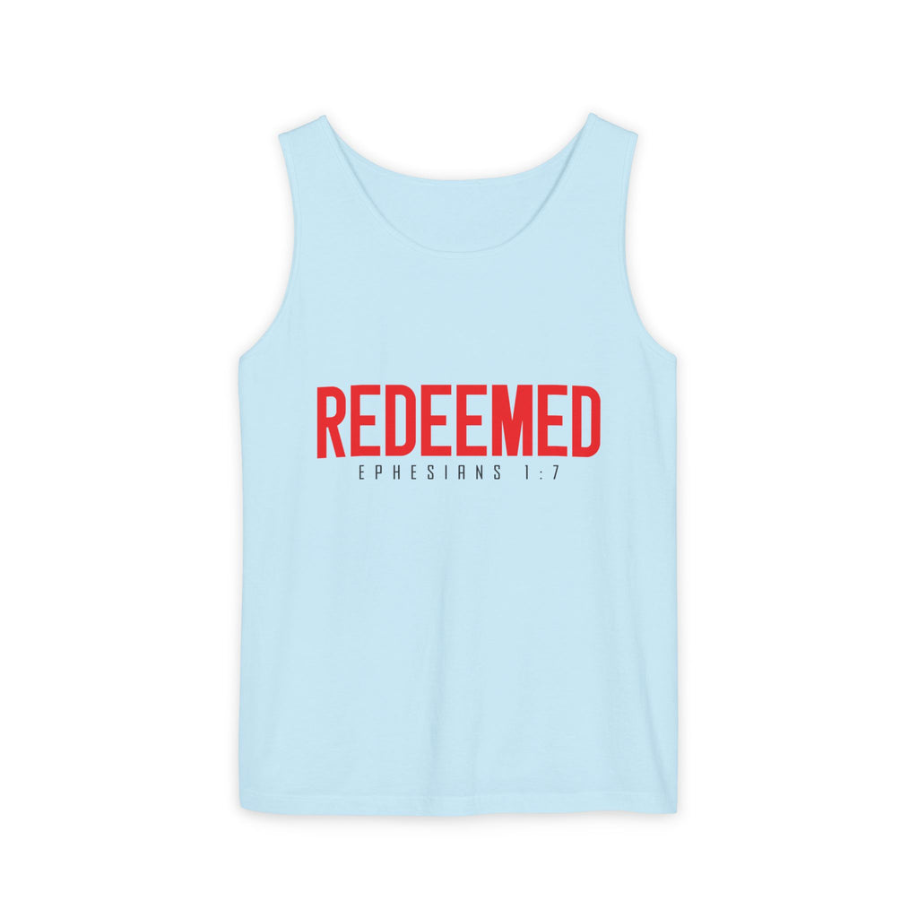 Redeemed Tank Top — Christian Ephesians 1:7 Faith Shirt