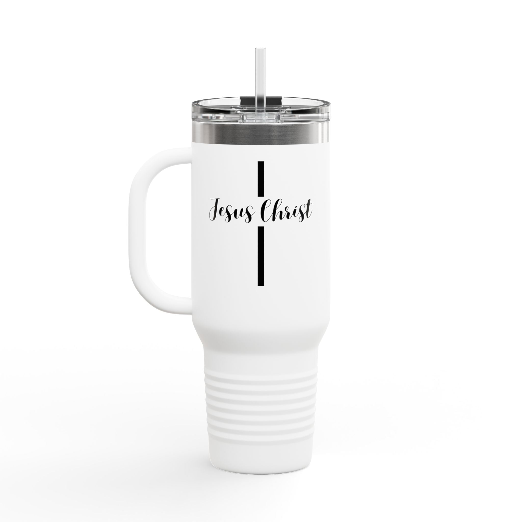 Jesus Christ Cross Minimalist Insulated Travel Mug, 40oz - Stainless Steel, Double-Wall, 8 Color Options, BPA Free, Christian Gift
