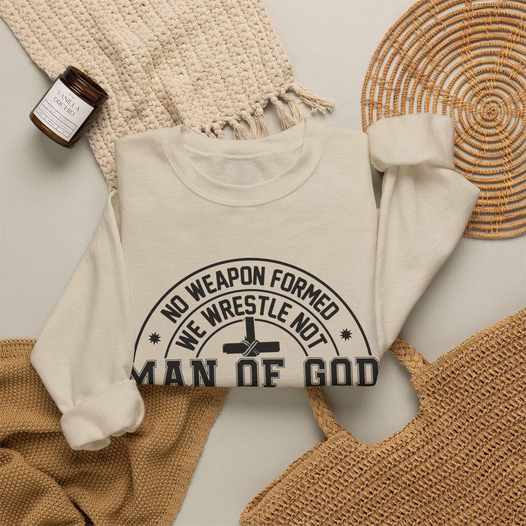 Man of God Sweatshirt — Isaiah 54:17 Faith Graphic Crewneck