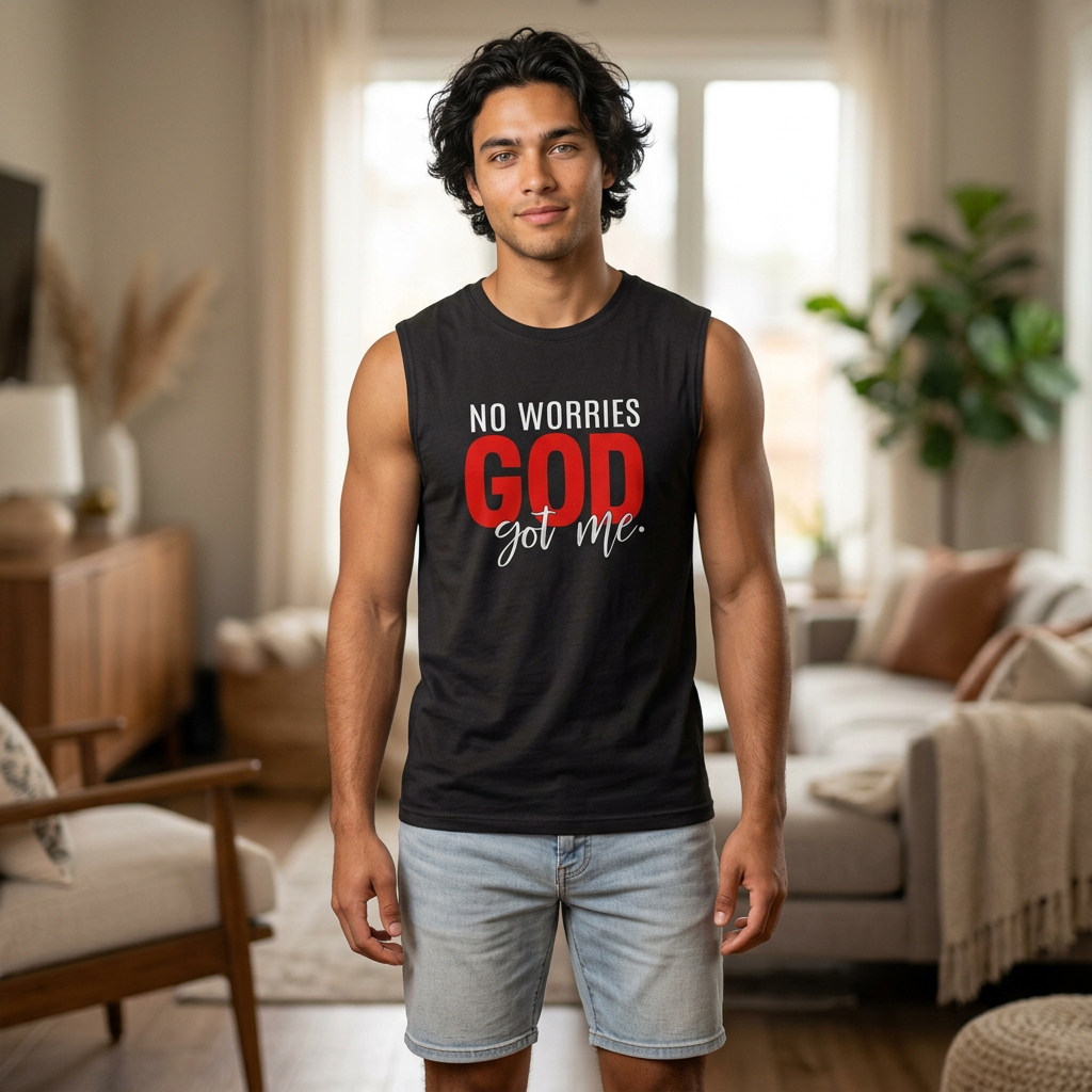 God Got Me Muscle Tank — No Worries Christian Workout Tank