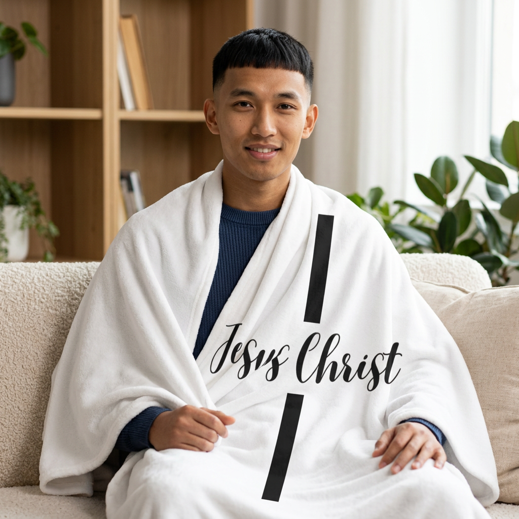Jesus Christ Cross Velveteen Blanket