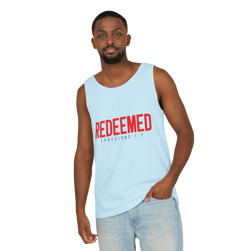 Redeemed Tank Top — Christian Ephesians 1:7 Faith Shirt