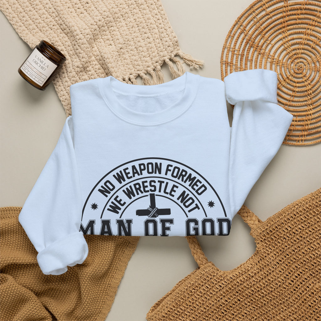 Man of God Sweatshirt — Isaiah 54:17 Faith Graphic Crewneck